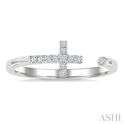 Cross Petite Diamond Fashion Open Ring