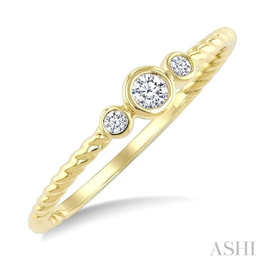 3 Stone Round Shape Bezel Set Petite Diamond Ring