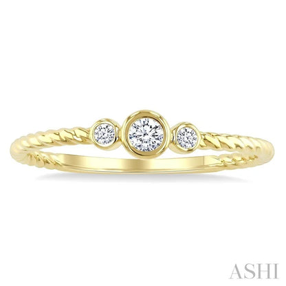 3 Stone Round Shape Bezel Set Petite Diamond Ring