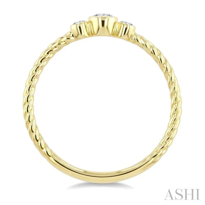 3 Stone Round Shape Bezel Set Petite Diamond Ring