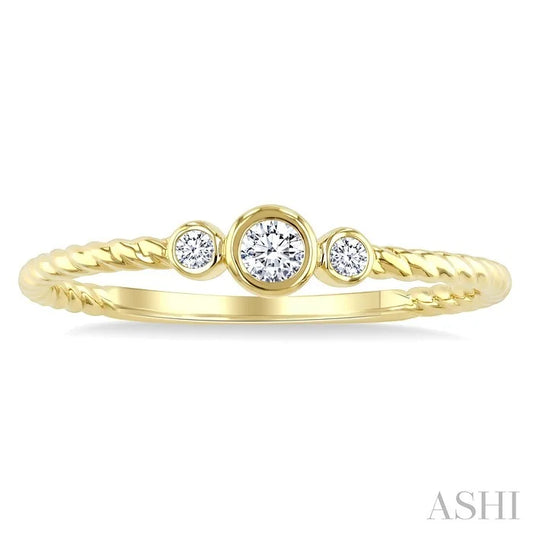 3 Stone Round Shape Bezel Set Petite Diamond Ring