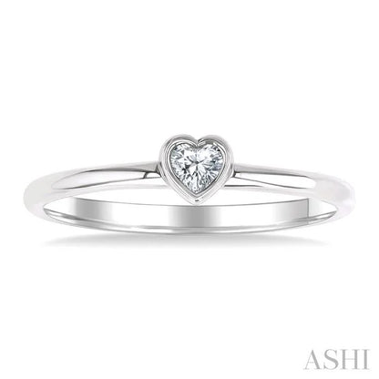 Heart Shape Bezel Set Petite Diamond Fashion Ring