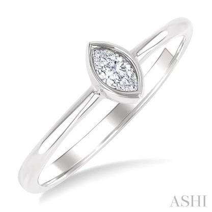 Marquise Shape Bezel Set Petite Diamond Fashion Ring