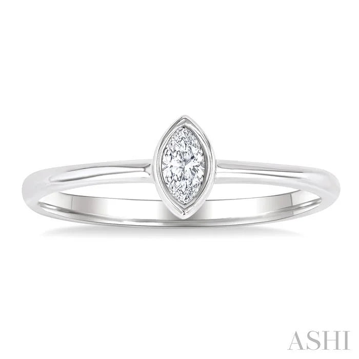 Marquise Shape Bezel Set Petite Diamond Fashion Ring