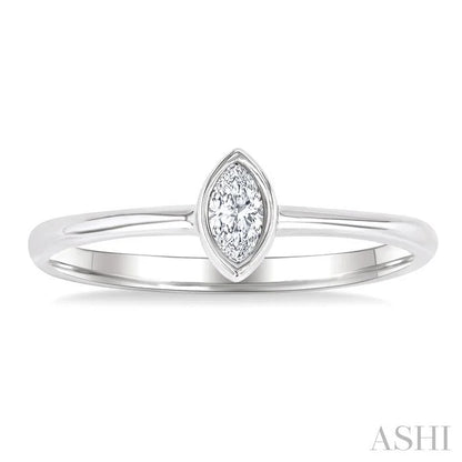 Marquise Shape Bezel Set Petite Diamond Fashion Ring