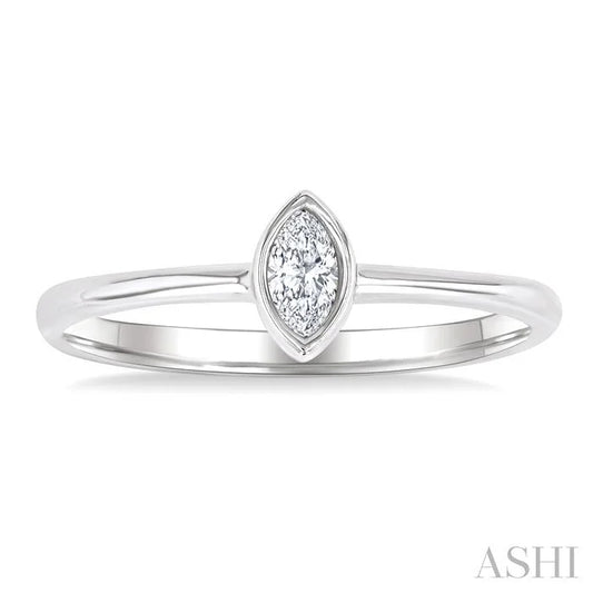 Marquise Shape Bezel Set Petite Diamond Fashion Ring