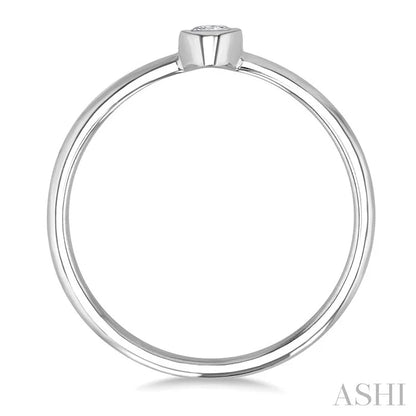 Oval Shape Bezel Set Petite Diamond Fashion Ring