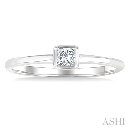 Princess Shape Bezel Set Petite Diamond Fashion Ring