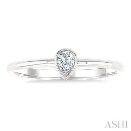 Pear Shape Bezel Set Petite Diamond Fashion Ring