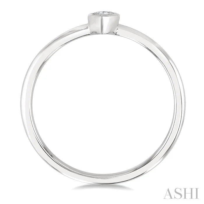 Pear Shape Bezel Set Petite Diamond Fashion Ring