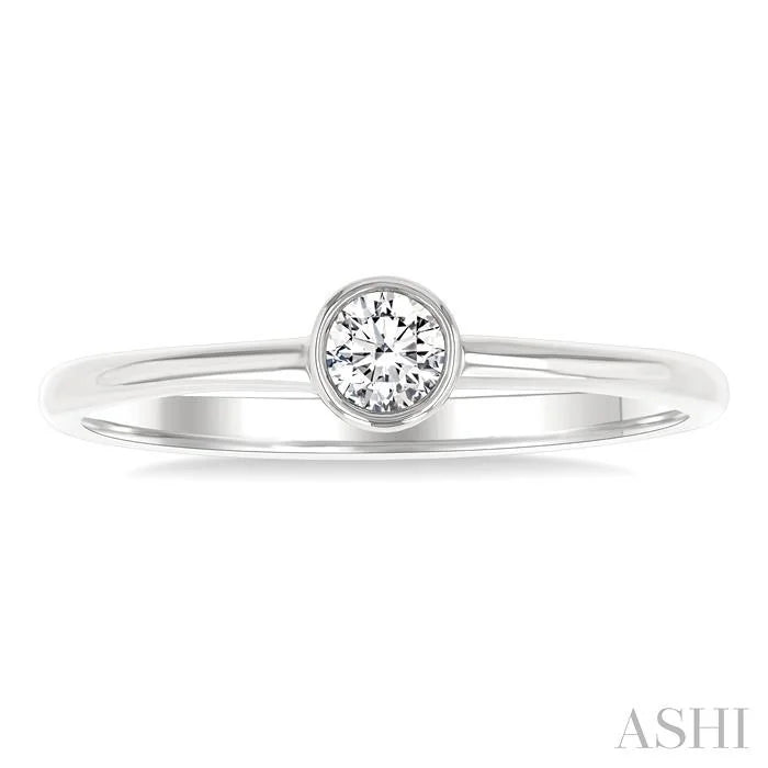 Round Shape Bezel Set Petite Diamond Fashion Ring