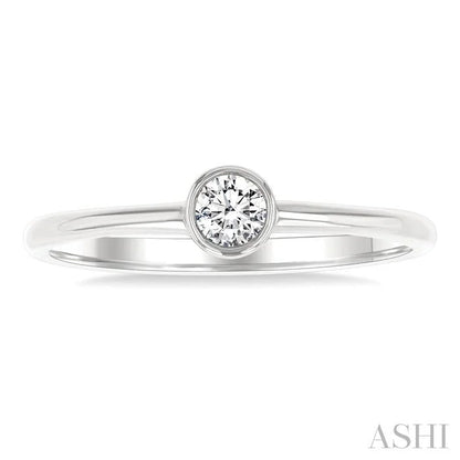 Round Shape Bezel Set Petite Diamond Fashion Ring
