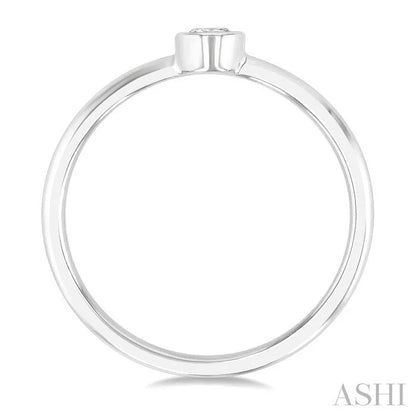 Round Shape Bezel Set Petite Diamond Fashion Ring