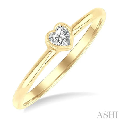 Heart Shape Bezel Set Petite Diamond Fashion Ring