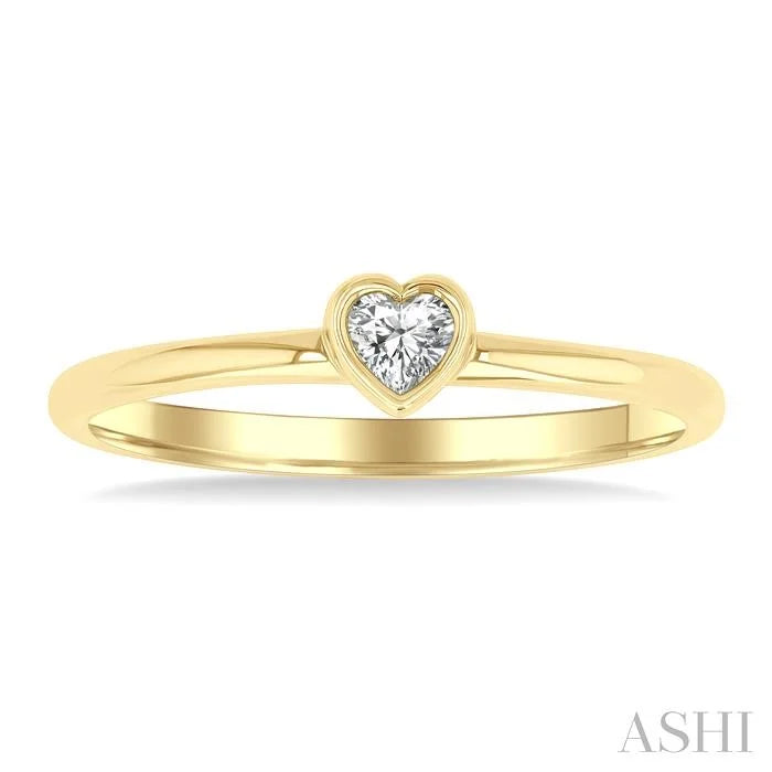 Heart Shape Bezel Set Petite Diamond Fashion Ring
