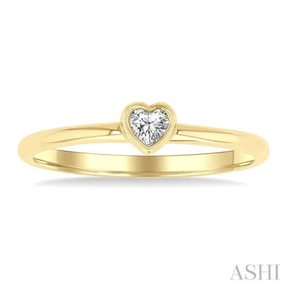 Heart Shape Bezel Set Petite Diamond Fashion Ring