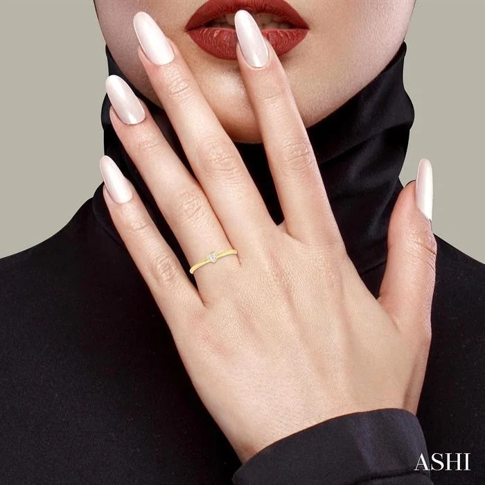 Heart Shape Bezel Set Petite Diamond Fashion Ring