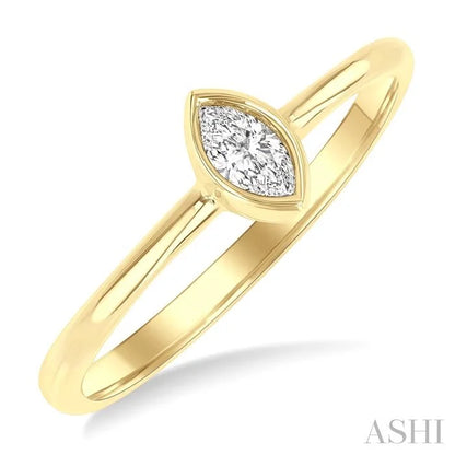 Marquise Shape Bezel Set Petite Diamond Fashion Ring