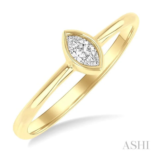 Marquise Shape Bezel Set Petite Diamond Fashion Ring