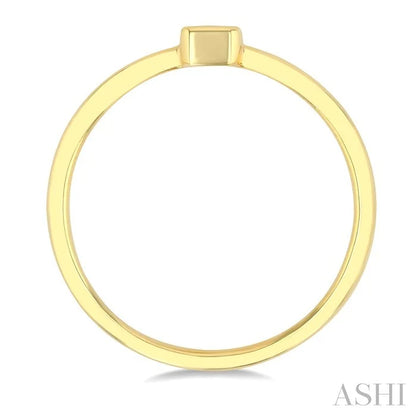 Emerald Shape Bezel Set Petite Diamond Fashion Ring