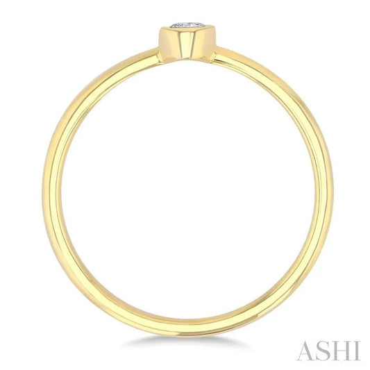 Oval Shape Bezel Set Petite Diamond Fashion Ring