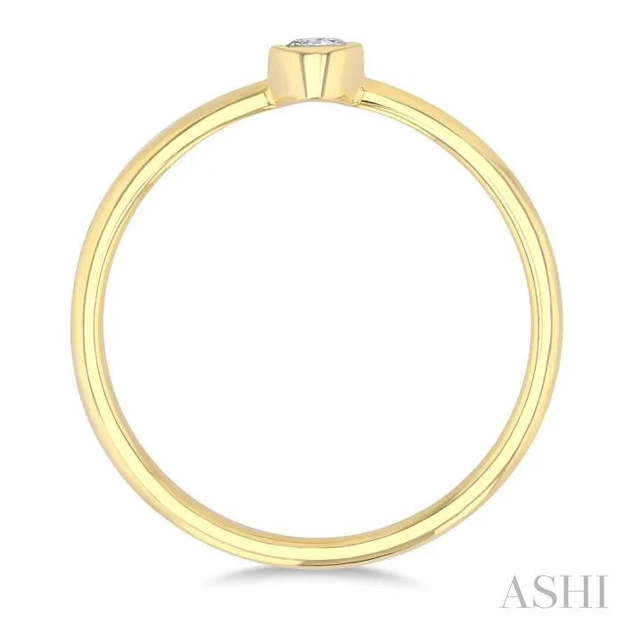 Oval Shape Bezel Set Petite Diamond Fashion Ring