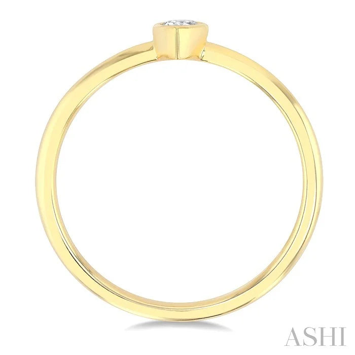 Pear Shape Bezel Set Petite Diamond Fashion Ring