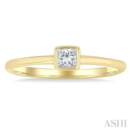 Princess Shape Bezel Set Petite Diamond Fashion Ring