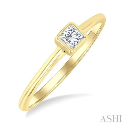 Princess Shape Bezel Set Petite Diamond Fashion Ring
