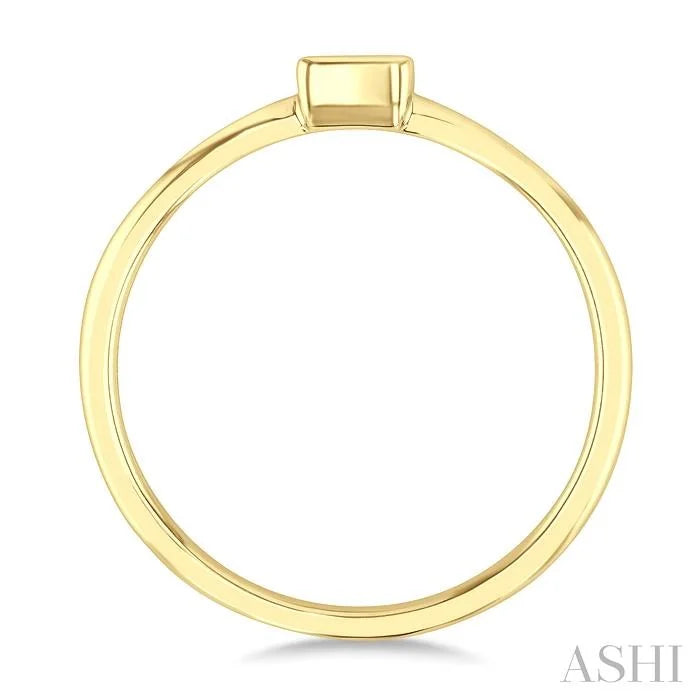 Princess Shape Bezel Set Petite Diamond Fashion Ring
