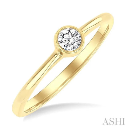 Round Shape Bezel Set Petite Diamond Fashion Ring