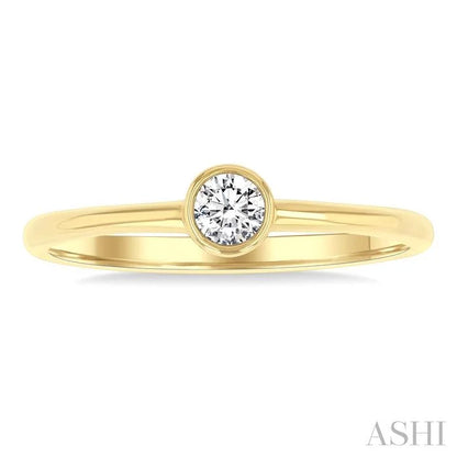 Round Shape Bezel Set Petite Diamond Fashion Ring