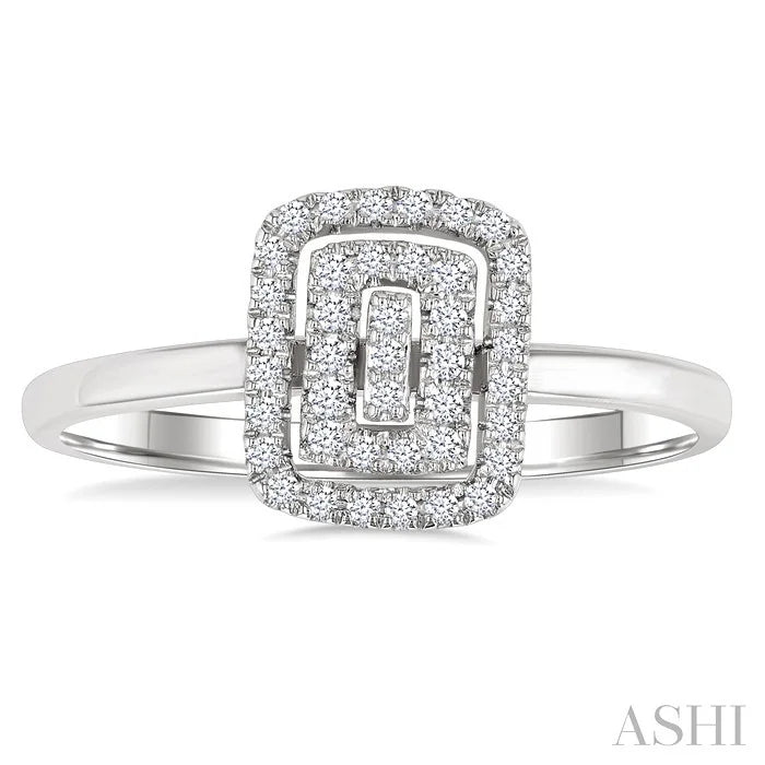 Emerald Shape Petite Halo Diamond Fashion Ring