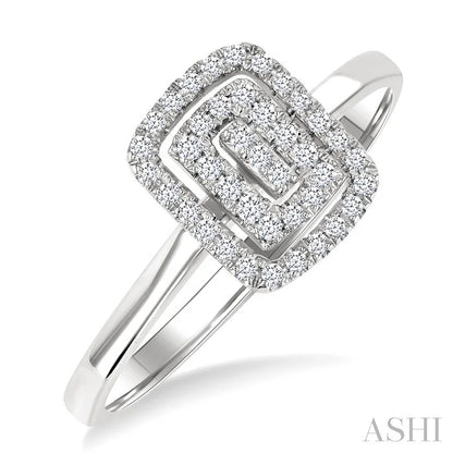 Emerald Shape Petite Halo Diamond Fashion Ring