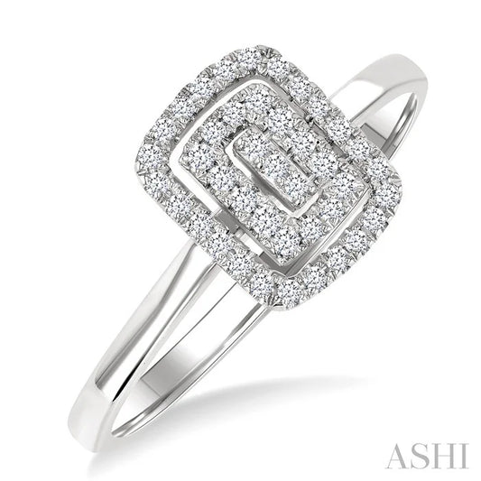 Emerald Shape Petite Halo Diamond Fashion Ring