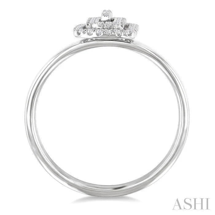 Emerald Shape Petite Halo Diamond Fashion Ring