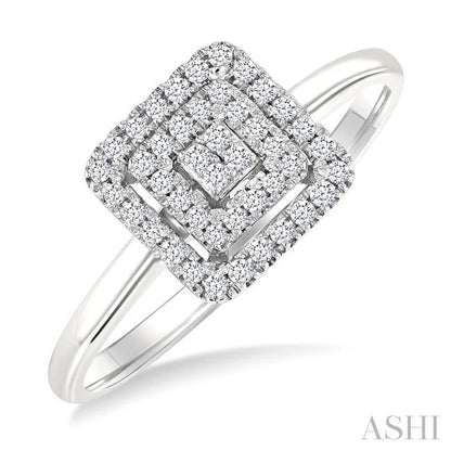 Princess Shape Petite Halo Diamond Fashion Ring