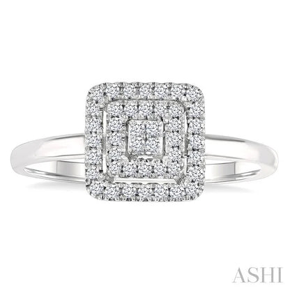 Princess Shape Petite Halo Diamond Fashion Ring