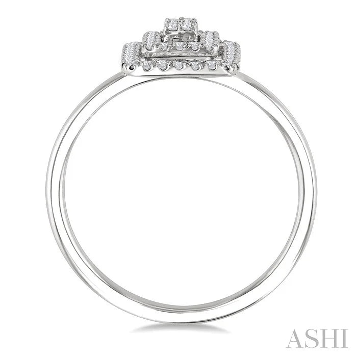 Princess Shape Petite Halo Diamond Fashion Ring