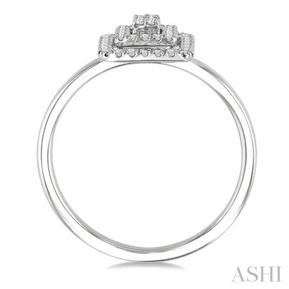 Princess Shape Petite Halo Diamond Fashion Ring