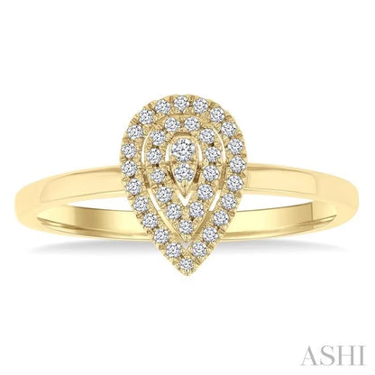 Pear Shape Petite Halo Diamond Fashion Ring