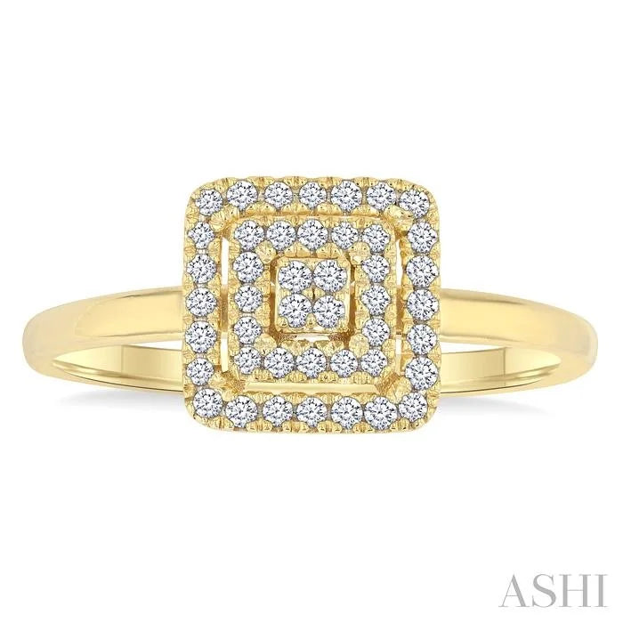 Princess Shape Petite Halo Diamond Fashion Ring