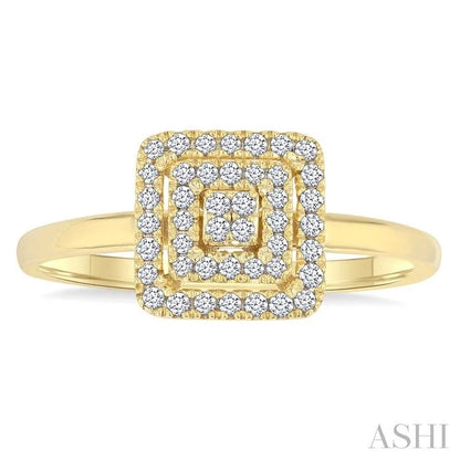 Princess Shape Petite Halo Diamond Fashion Ring