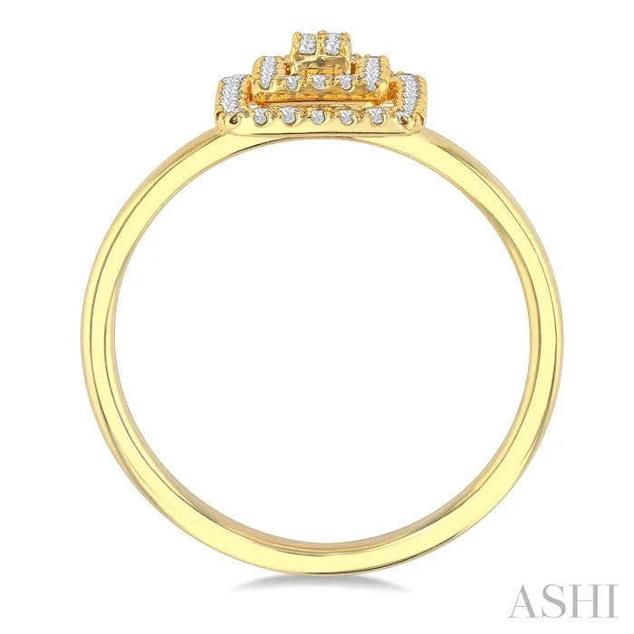 Princess Shape Petite Halo Diamond Fashion Ring
