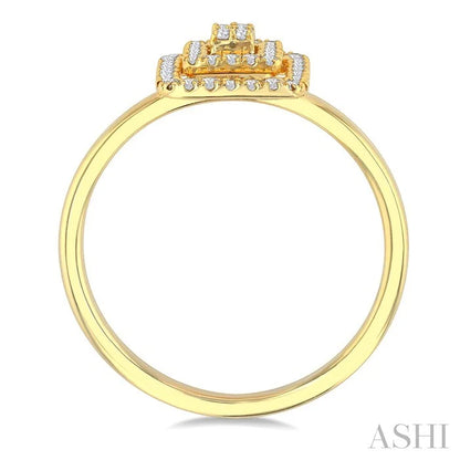Princess Shape Petite Halo Diamond Fashion Ring