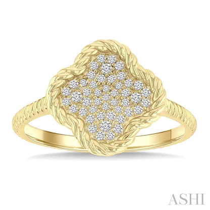 Pave-Set Clover Rope Diamond Fashion Ring