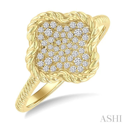Pave-Set Clover Rope Diamond Fashion Ring