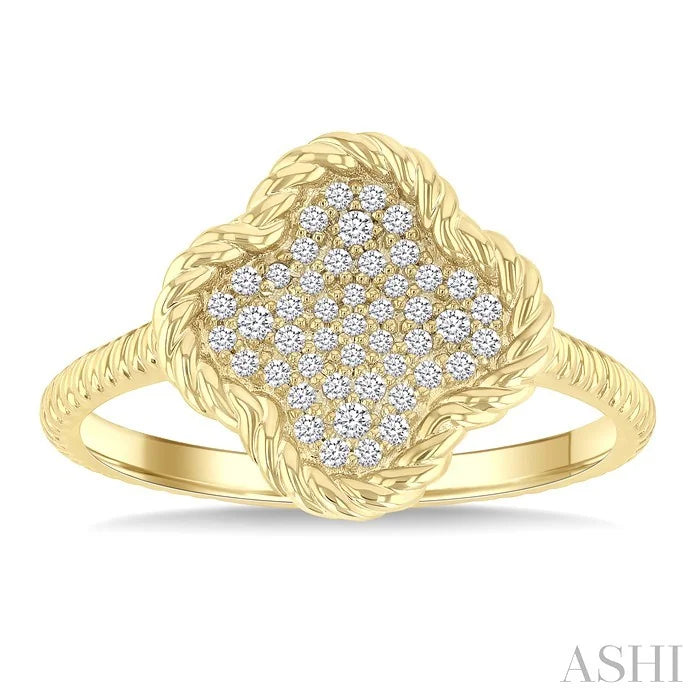 Pave-Set Clover Rope Diamond Fashion Ring