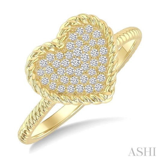Pave-Set Heart Shape Rope Diamond Fashion Ring