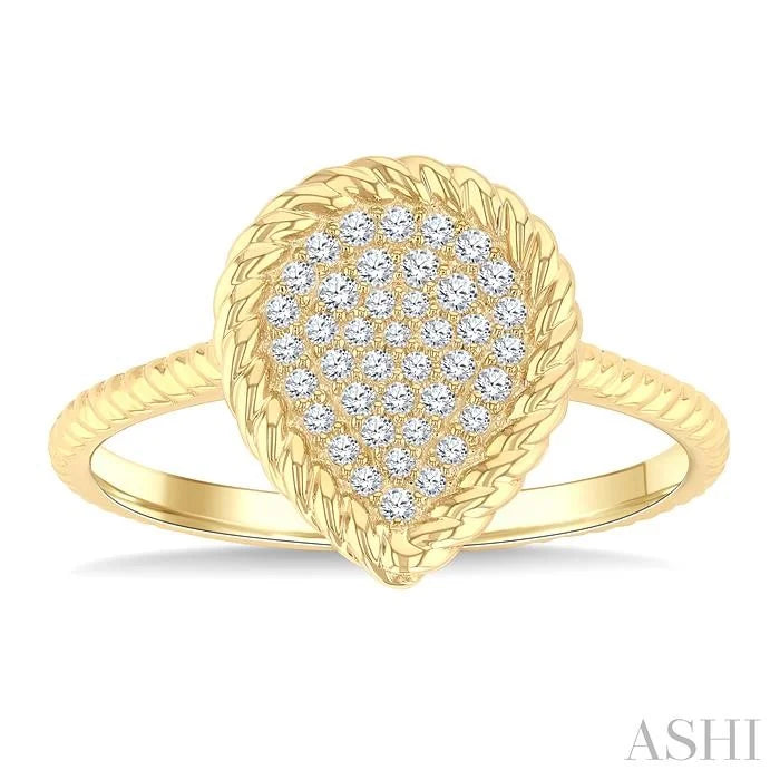 Pave-Set Pear Shape Rope Diamond Fashion Ring